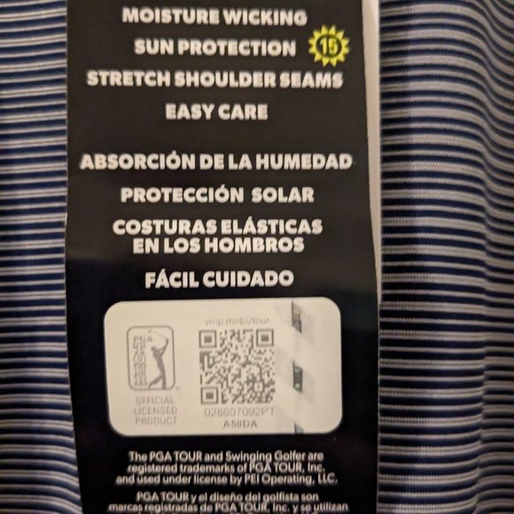 NWT PGA Tour Polo, Striped Peacoat, XL - Picture 7 of 12